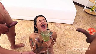 3 cocks at the same time. Full anal sex. cum in the mouth. piss