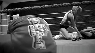 Lesbian Beauties Wrestling In A Boxing Ring