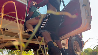 Stop Back Roading and Fuck Me - Outdoor Sex Almost Caught