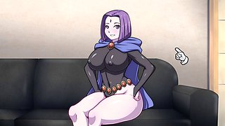 Futanari cartoon scene with Loveskysan69real in a sexy dress