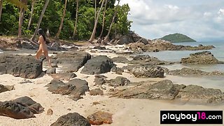 Thai Teenager 18+ Creamed Her Breast At The Beach