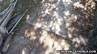 Ashley unclothes aleigh and grabs the boys penis giving him the best ebony stunner head you have ever seen