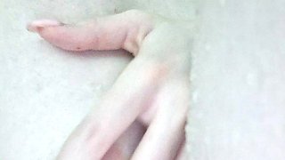 Teen shows her big nipples and only shaved, after which caresses her tight wet in the shower