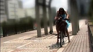 Horny Asian babes enjoy intense orgasms on the bicycle