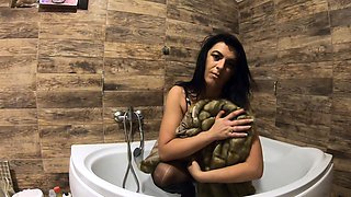 Milfycalla- Pee Play in Bathtub While Wearing a Fur Coat and Pantyhose 198