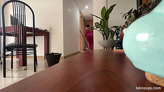 Maid with Huge Ass Cleans Apt Then Jerks Her Boss Part 1