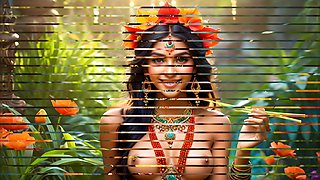 Beautiful Big Breasted Nude Indian Elf Girl with Lemongrass