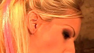 Small tits brunette and blonde lesbian sluts have anal threesome