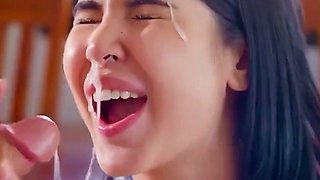 Too much cum for sexy face