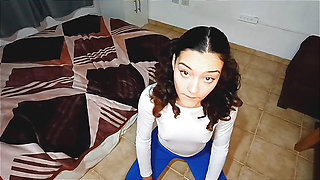 Sexy Latina Girl on Her Knees Asking You to Fill Her Mouth with Milk