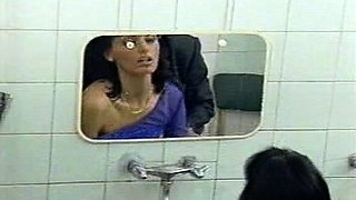 Gorgeous brunette babe fucked hardcore in the bathroom