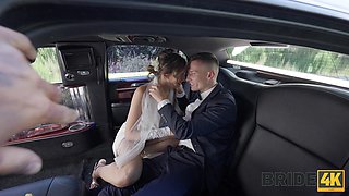 horny couples enjoy sex at roadside at their wedding day