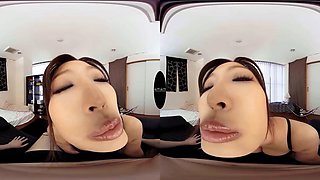 Cute asian in black lingerie POV