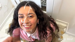Large selection of massive cumshots on face and mouth, cum swallowing