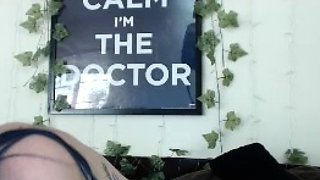 Brunette milf in stockings masturbating by dildo on webcam