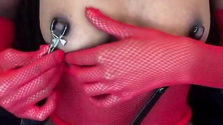 Squeezing My Tits Wearing Nipple Clamps Flashing My Hairy Pussy