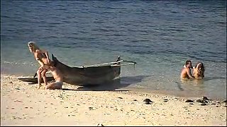 A Pair of Couples Have Hardcore Sex on the Lovely Tropical Beach - Private Porn Sex Videos