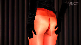903 Shiny Red Wolford Pantyhose and Black Leotard