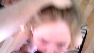 Adorable blonde drives a long pole to orgasm with her mouth