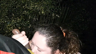 On My Kness Outdoor Risky Blowjob Gagging on BBC