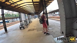 Hunt4k. blonde stunner sucked a dick in the teach station restroom!