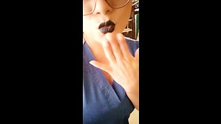 Busty Nurse Walks in the Hospital Showing Her Tits