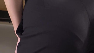 Amateur Secretary In Office Trousers Teases Her Visible Panty Line