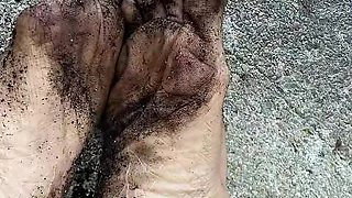 Melove Sexy Dirty Feet with Long Red Toe Nails