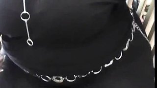 Ebony BBW MILF with big natural tits and big ass talks on cam after hardcore sex with white guys
