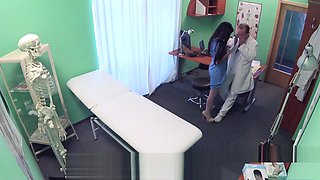 Nurse strips to lingerie and fucks doctor in hospital