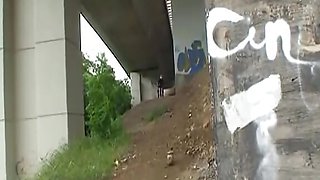 Amazing blonde German doll fucked under the bridge