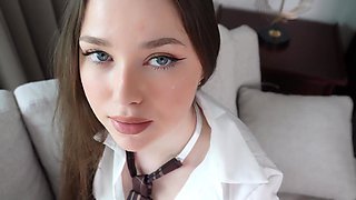 Gorgeous schoolgirl given a rough fuck for misbehaviour by stepbro