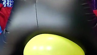 I Pop Balloons Wearing Faux-leather Leggings (no Speaking)