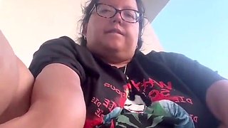 WildEnglishBBW rubbing my cilt fingeirng my pussy & ass on my balcony