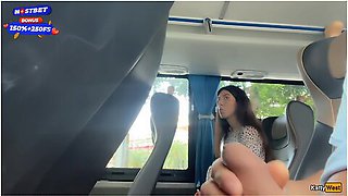 Katty West - Public Cock Jerking Off On A Bus Full Of People - Made Him Cum Hard By Hand! - Cock Flashing