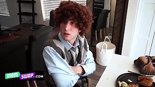 Hot MILF Threesome - Busty StepMoms Share StepSons Big Dick Foursome