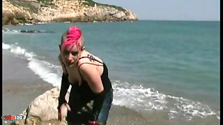 Karen: Lovely Karen Stripping on the Beach