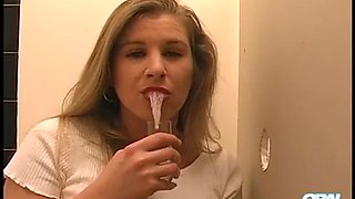 Hot! Blond MILF Oral Amber Sloppy Edging Gloryhole Blowjob with Oral Creampie