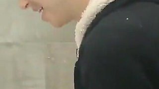 This Hot Italian Babe Gets Fucked in the Male Bathroom Part 2