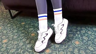 Leggings, white socks and white pantyhose