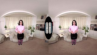 Kelsey Secretary With Purple Glossy Tights/Pantyhose Tease - 8k Vr