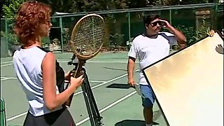 Sexy slut on a tennis court loves to have her asshole filled up with big dick