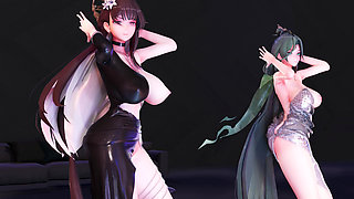MMD Rollin, Couple Dance, Sexy Dance, Lingerie, Striptease