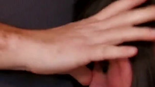 Brunette babe gets banged in the bathroom