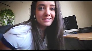 Step brother and step sister helps handjob step brother