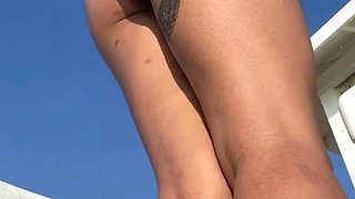 Sexy beautiful ass brunette babe outdoor solo