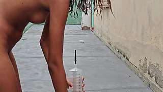 Slow Water Enema Insertion with Syringe of a Submissive Slut