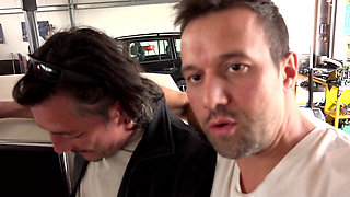 Tattooed German MILF presents car fuck with facial ending on the casting