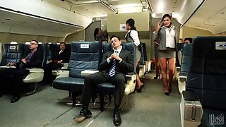 rough sex in a plane with horny stewardesses