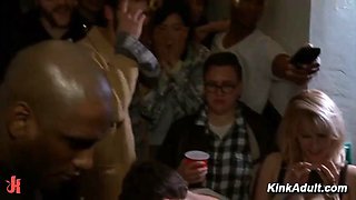 Skin Diamond and Cherry Torn Steamy Stairwell Public Fuck Fest with Hipster Crowd